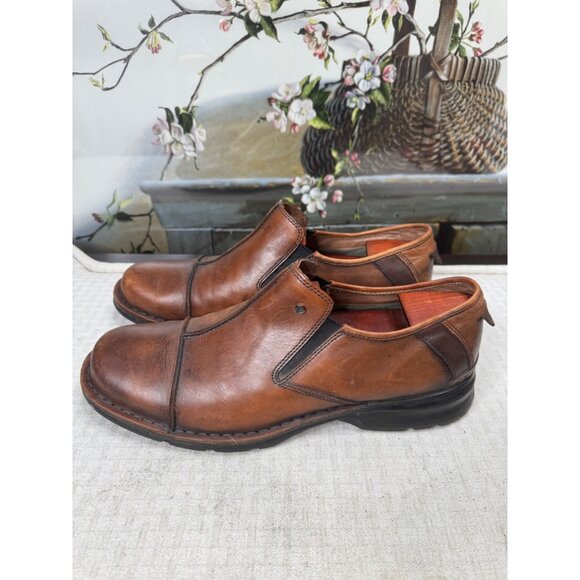 Clarks Mens Size 13M Brown Leather Slip-On Cap Toe Dress Shoes - Picture 1 of 7